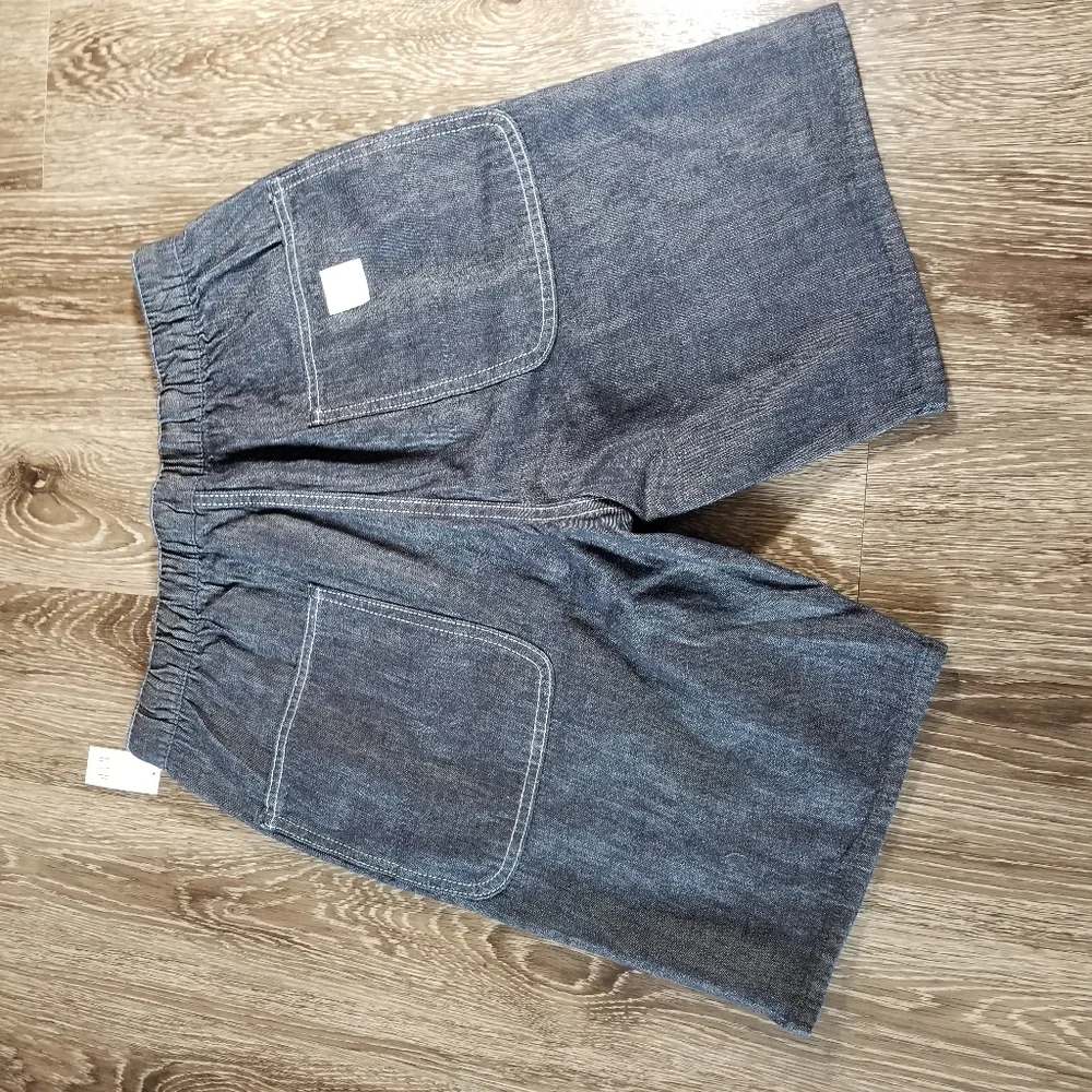 Gap Blue Denim Minimalist Pleated Drawstring Jean Jhort Shorts NWT Size Small
